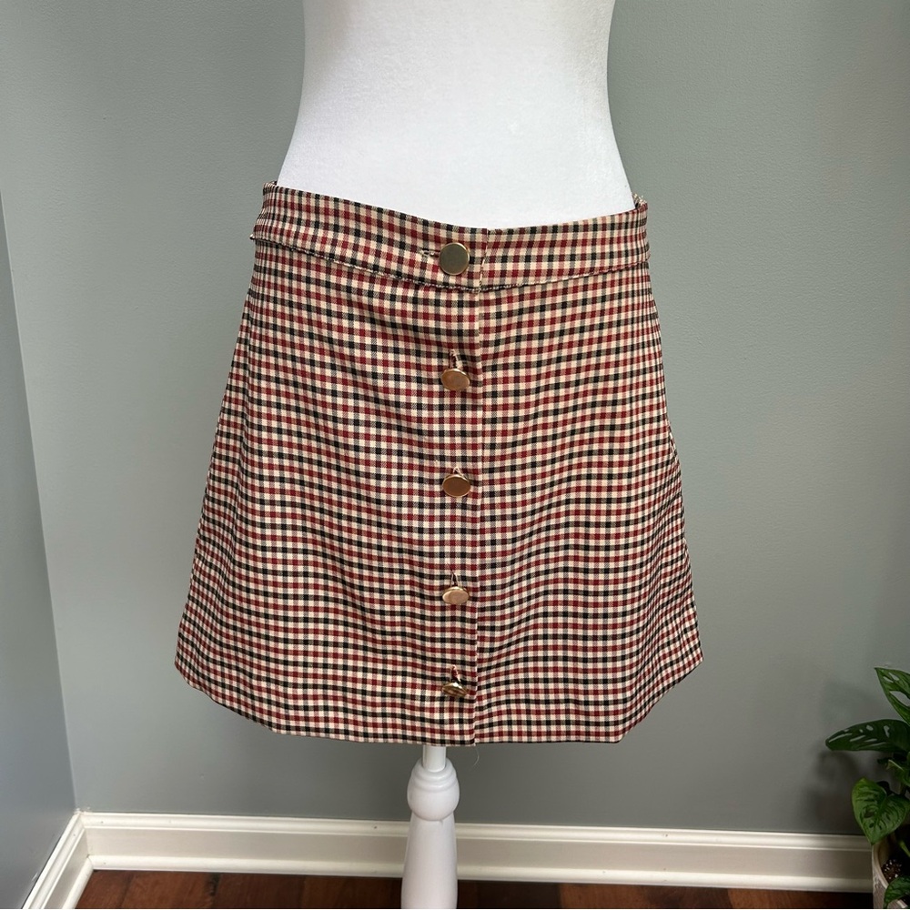 Zara size M tan,red and black plaid skirt size